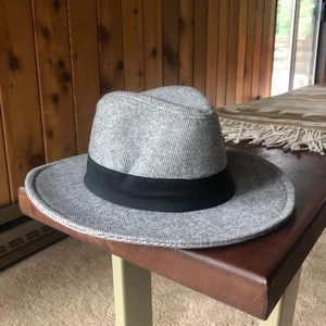 Gray fedora style hat